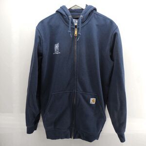 Carhartt Hoodie Full Zip Men M Navy Sweatshirt Fleece Hooded K122 472 Work STI